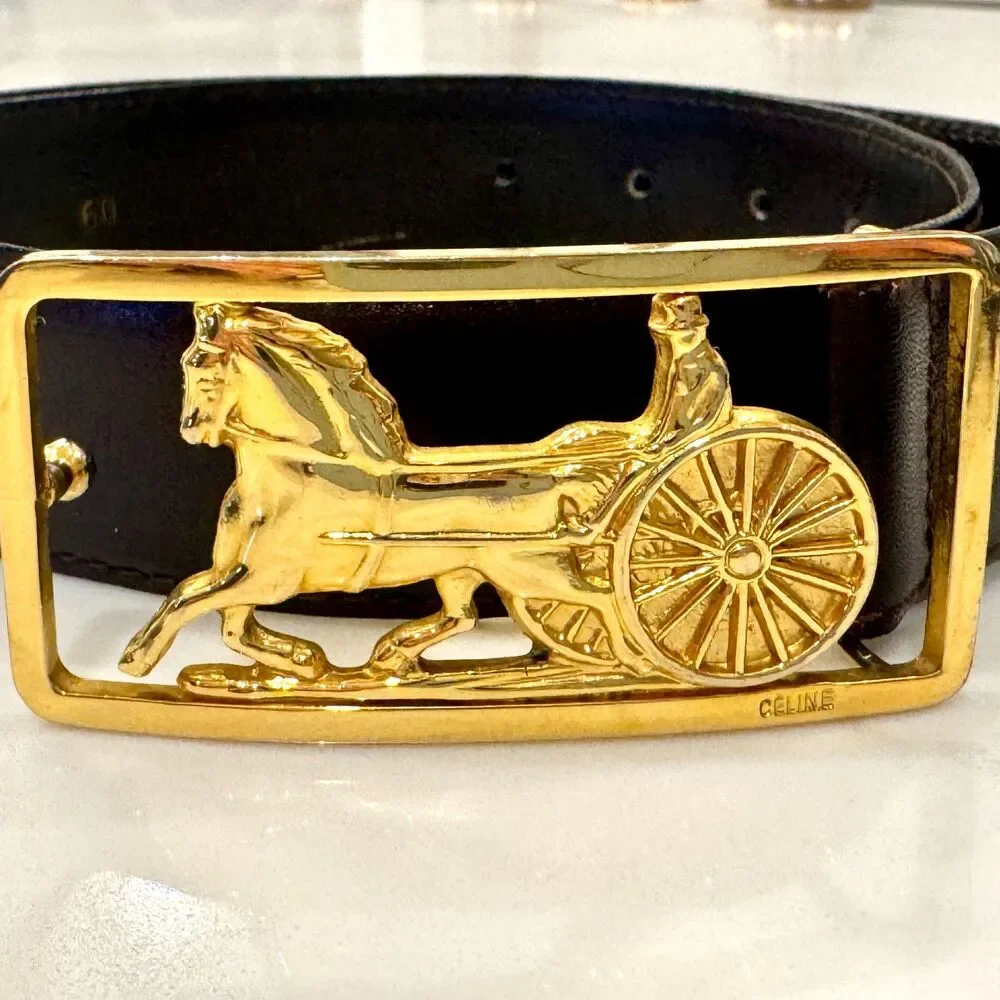 CELINE Horse Carriage Vintage Brown Belt - Size 60 (XXS) - Picture 10 of 12